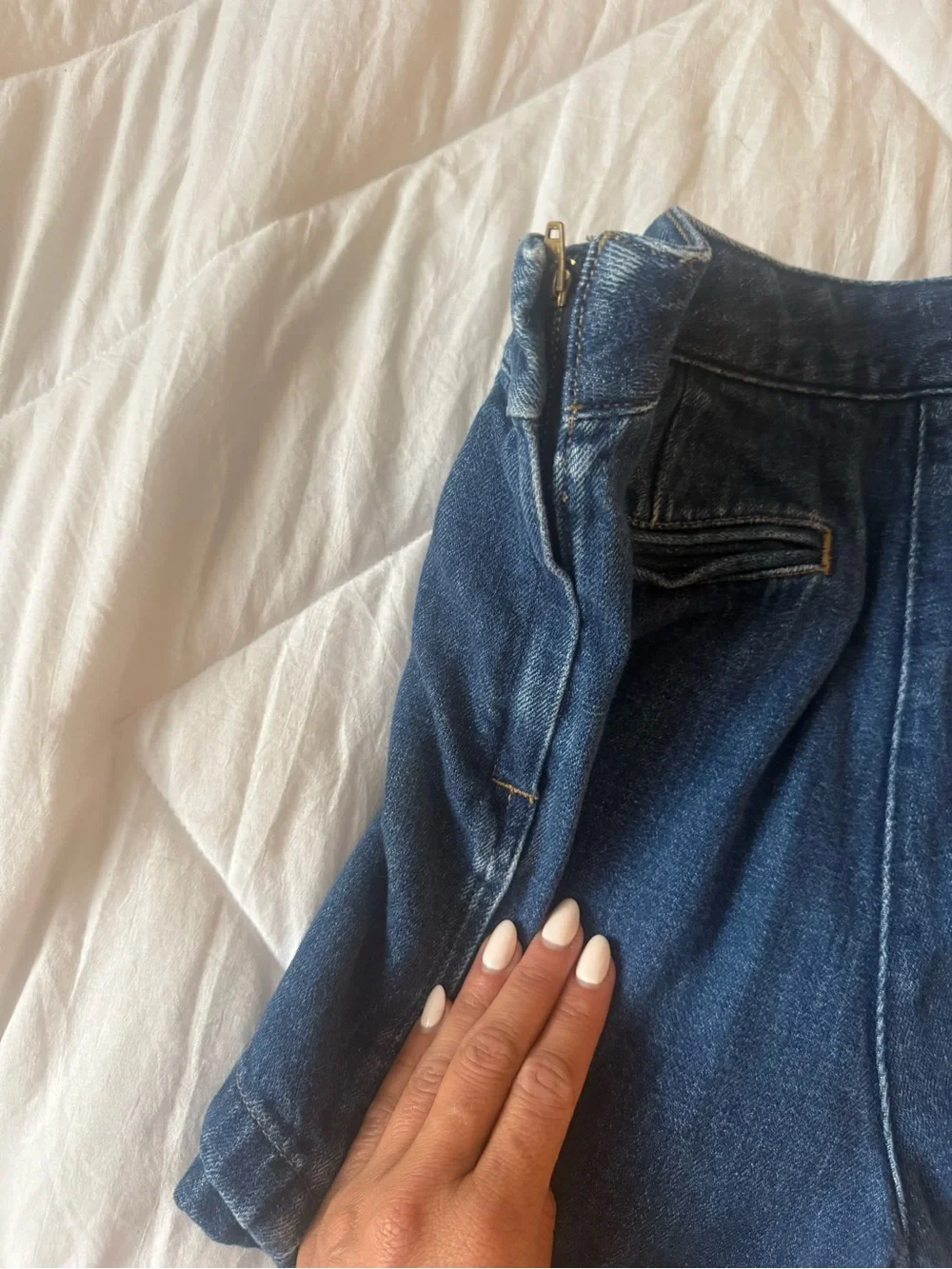 J. Crew Dark Blue Denim Skort with Wrap-Front and Button
